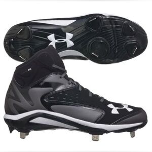 UNDER ARMOUR UA YARD MID ST METAL BASEBALL CLEATS BLACK NEW NO BOX